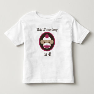 Pink Sock Monkey: Fourth Birthday Tee