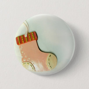 Pink Sock Ornament 2 Inch Round Button