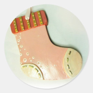 Pink Sock Ornament Classic Round Sticker