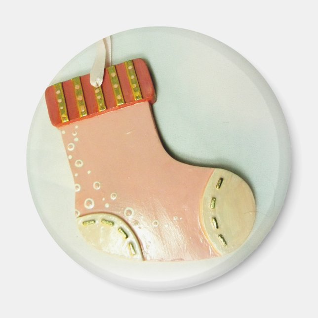 Pink Sock Ornament Magnet (Front)