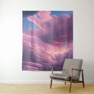 Pink Soft Clouds Tapestry
