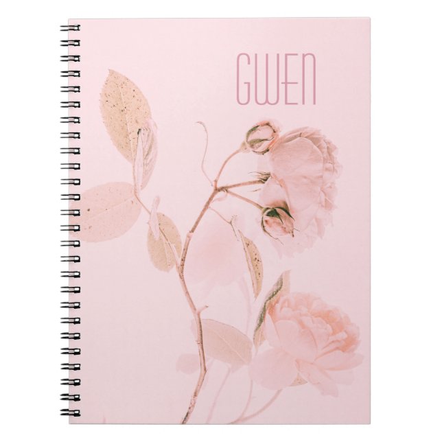 Pink Soft Floral Personalized  Notebook (Front)