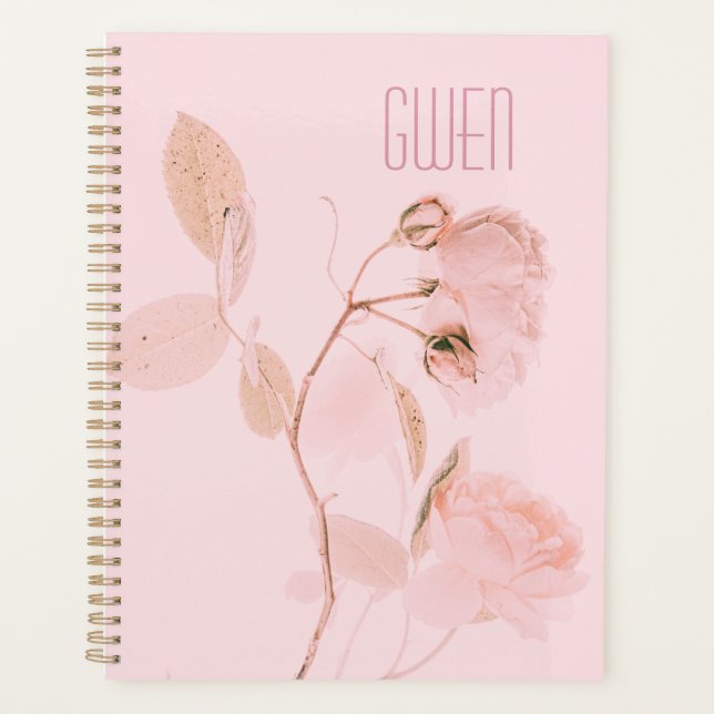 Pink Soft Floral Personalized Planner (Front)