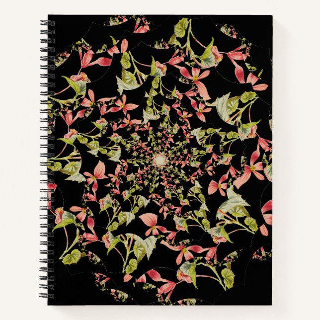 Pink Soft green Begonia fractal art Notebook (Front)