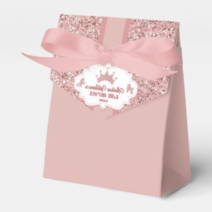 Pink soft princess glitter sparkle baby shower favor box