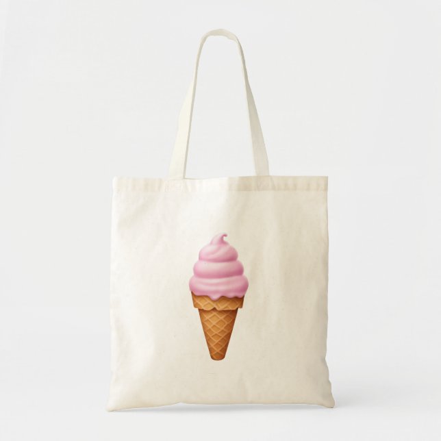 Pink Soft Serve Ice Cream Emoji  Tote Bag (Front)