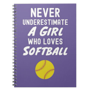 Pink Softball Gift Ideas For Team Kids Girl Player Notebook