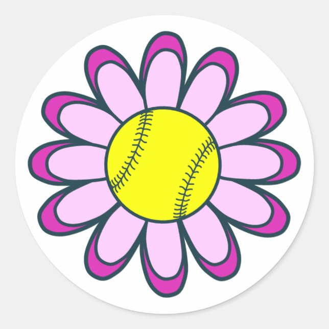 Pink Softball Girl Classic Round Sticker (Front)
