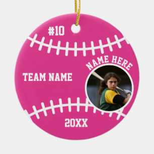 Pink Softball Girls Gifts Players Team For Her Ceramic Ornament