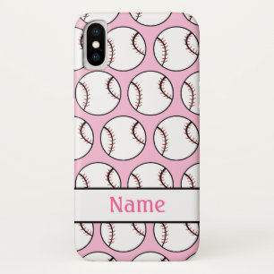 Pink Softball Girly Sports Pattern iPhone X Case