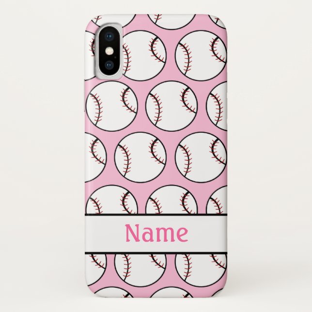 Pink Softball Girly Sports Pattern Case-Mate iPhone Case (Back)