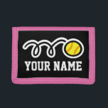 Pink softball wallet for girl | Sporty kids design<br><div class="desc">Pink softball wallet for girl | Sporty kids design. Personalizable name. Cool sports gift idea for teen children Personalized present with name or initials. Girly pink and other colours available.</div>