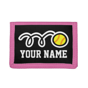 Pink softball wallet for girl   Sporty kids design