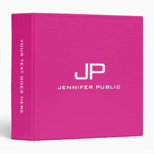Pink Solid Colour Monogram Name Modern Template Binder