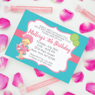 Pink Spa Birthday Invitation, blonde Invitation