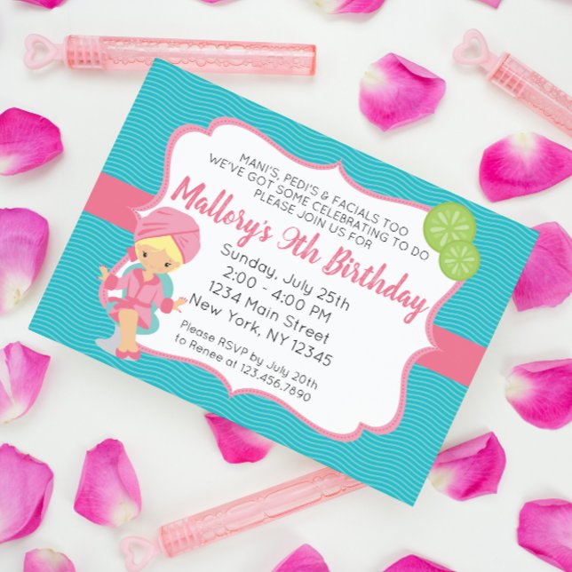 Pink Spa Birthday Invitation, blonde Invitation (Creator Uploaded)