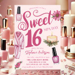 Pink Spa Day Sweet 16 Invitation<br><div class="desc">Pamper the birthday girl and her friends with a Sweet 16 Spa Day! This inviting design features pink nail polish,  a cozy robe,  and soothing candles,  setting the perfect tone for a relaxing and rejuvenating celebration. Personalize it with your event details to create a unique and memorable keepsake.</div>