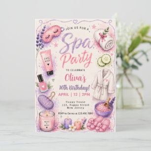 Pink Spa Pamper Party Birthday  Invitation