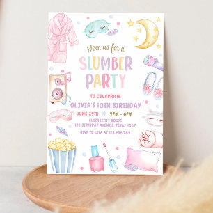 Pink Spa Slumber Party 13th Birthday Invitation