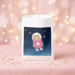 Pink Space Bear astronaut Baby Shower Favour Bag