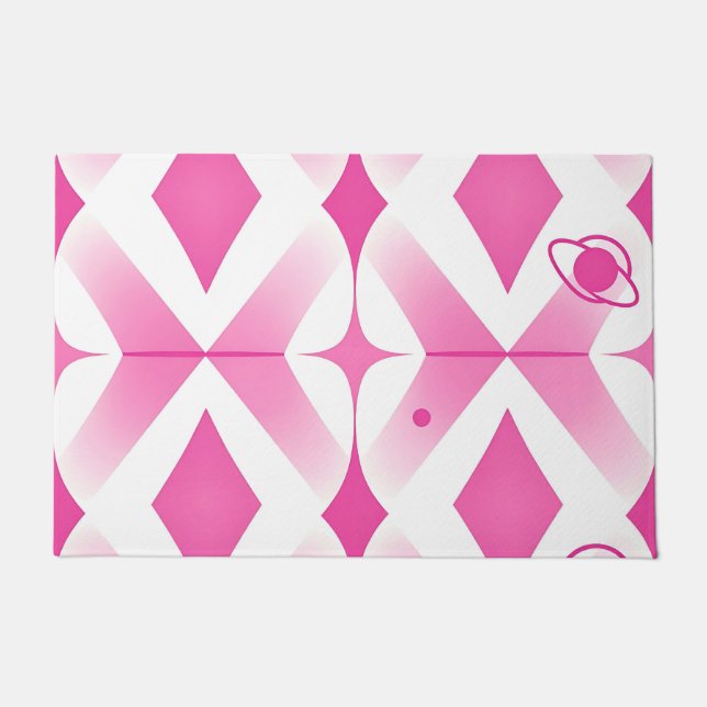 Pink Space Geometric Pattern Doormat (Front)