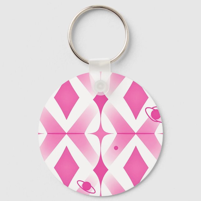 Pink Space Geometric Pattern Keychain (Front)