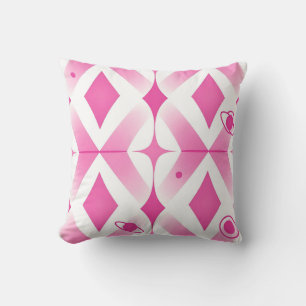 Pink Space Geometric Pattern Throw Pillow