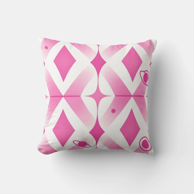 Pink Space Geometric Pattern Throw Pillow (Front)
