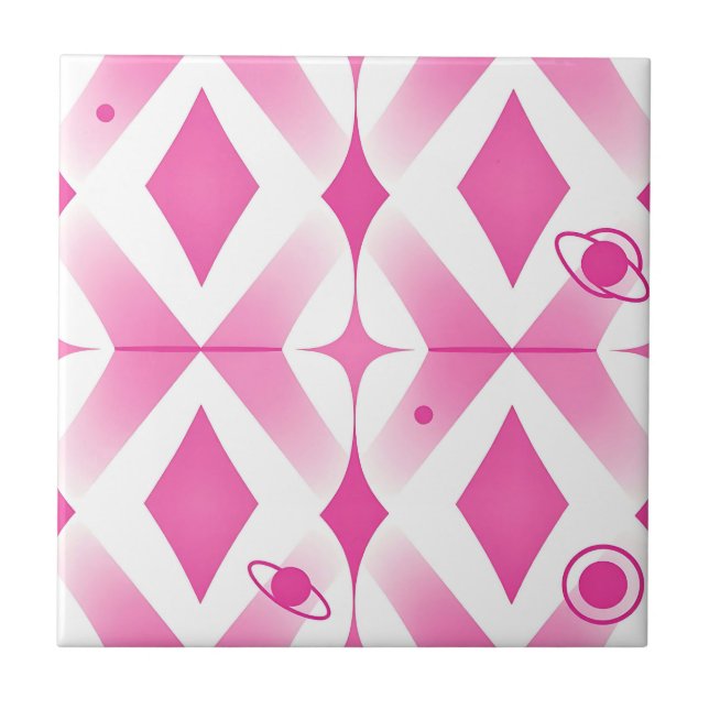Pink Space Geometric Pattern Tile (Front)