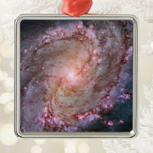 Pink Space Photo Spiral Galaxy M83 Metal Ornament