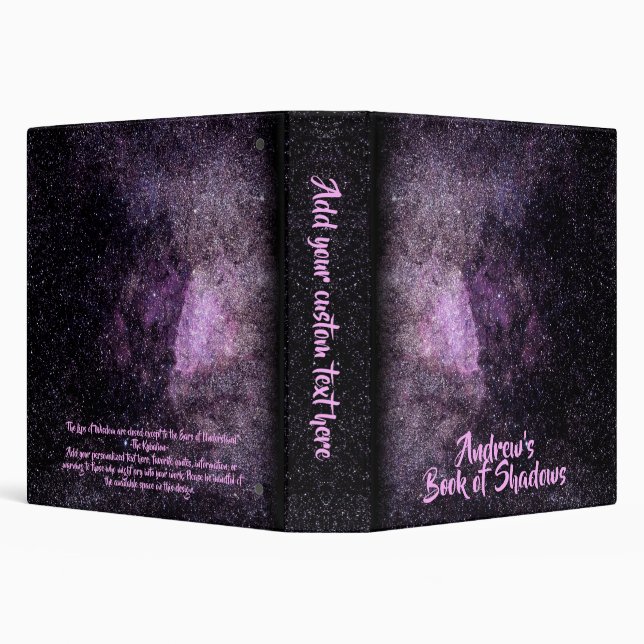 Pink Space Starry Night Sky Dark Book of Shadows Binder (Background)