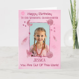 Pink Space Themed Out Of This World Birthday Card