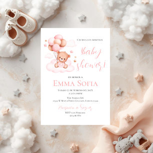  Pink Spanish Baby Shower invitation
