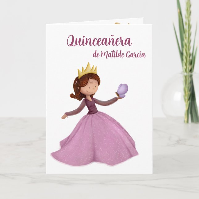 Pink Spanish Quinceanera Invitation (Front)