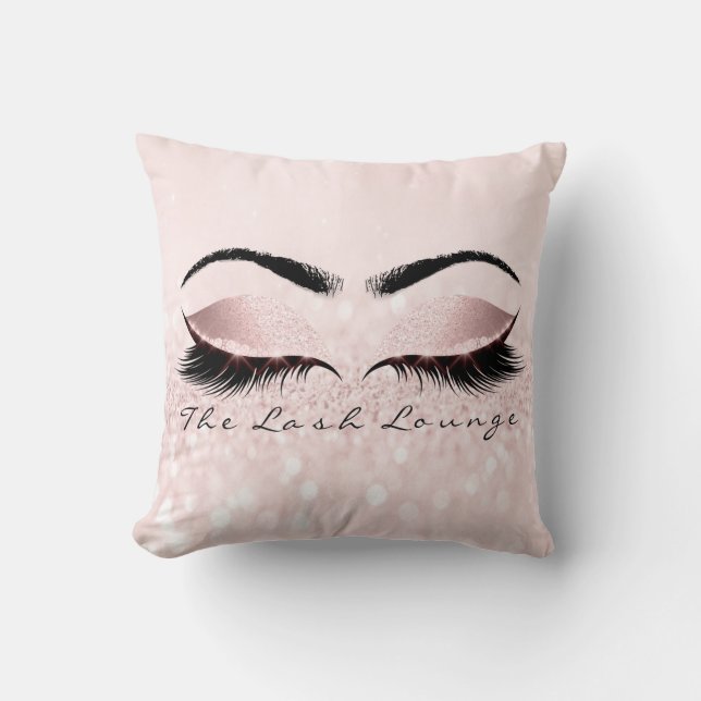 Pink Spark Glitter Makeup Lash Eye Princess Girly Throw Pillow (Front)