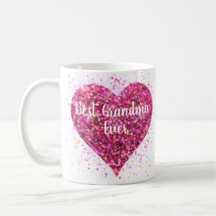 Pink sparking glitter heart best Grandma ever Coffee Mug