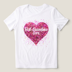 Pink sparking glitter heart best Grandma ever Tri-Blend Shirt