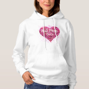 Pink sparking glitter heart best mom ever hoodie