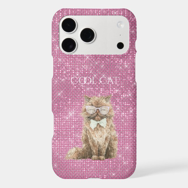 Pink Sparkle Brown Cool Cat Glasses   (Back)