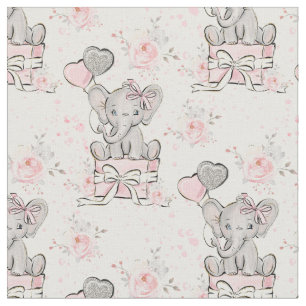 Pink Sparkle Elephant Fabric
