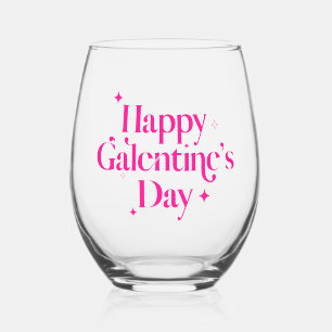 Pink Sparkle Galantine's Day Stemless Wine Glass