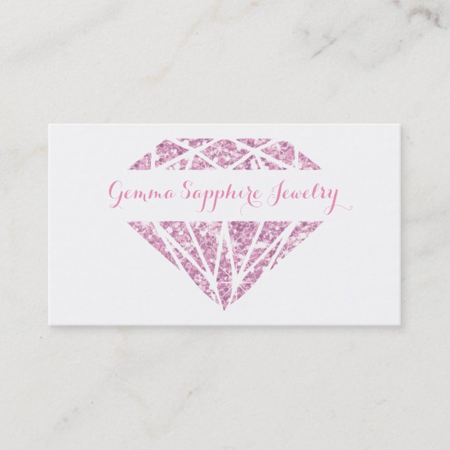 Pink Sparkle Gem Jeweller Business Card (Front)