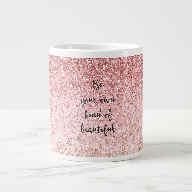 Pink Sparkle Girly Glitzy Glam Glitter Beautiful Large Coffee Mug (Front)