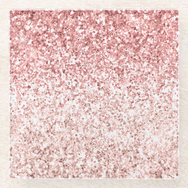 Pink Sparkle Girly Glitzy Glam Glitter Glass Coaster (Front)