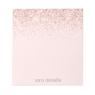 Pink Sparkle Glitter Confetti, Pink Personalized Notepad