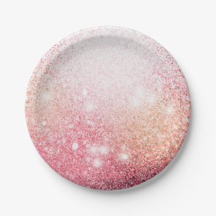 Pink sparkle Glitter design Paper Plate