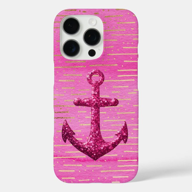 Pink Sparkle Glitter Nautical Sailing Anchor  Case-Mate iPhone Case (Back)