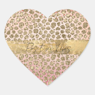 Pink Sparkle Gold Leopard Print        Heart Sticker