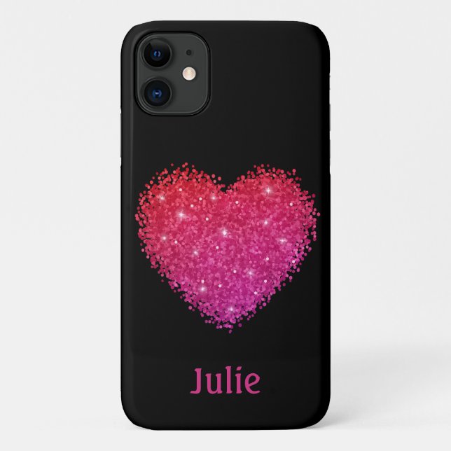 Pink Sparkle Heart Personalized Case-Mate iPhone Case (Back)
