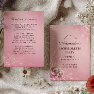 Pink Sparkle Last Disco Bachelorette Invitation